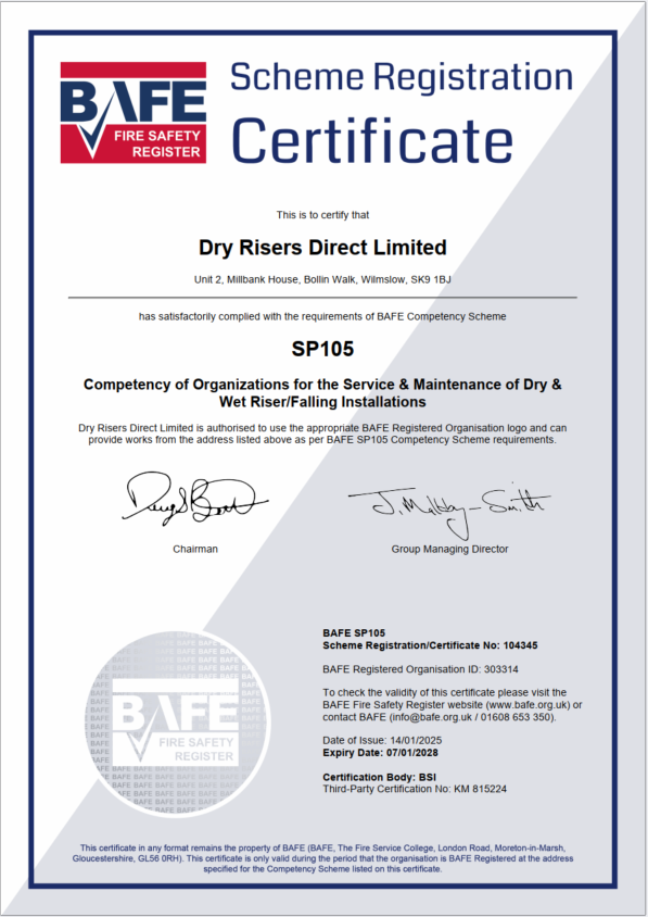 BAFE SP105 Accreditation certificate